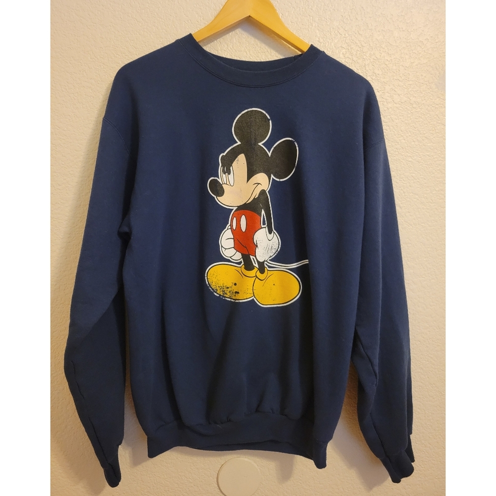 Disney Unisex Navy Mickey Mouse Crewneck Sweater Vintage Style Size M